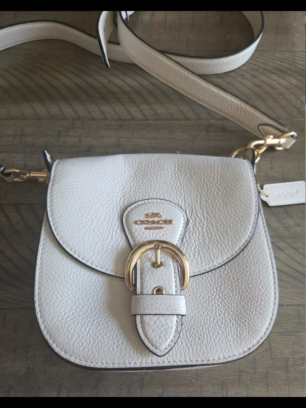 Coach Pebbled Leather Crossbody Bag light cream color